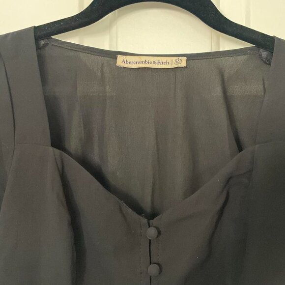 Abercrombie & Fitch Black Long Sleeve Button Front Top - Picture 3 of 3